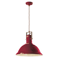 Lampadario Industrial Ferro E Ceramica Vintage Bordeaux 1 Luce E27 40Cm