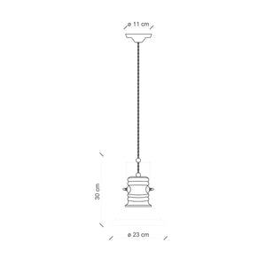 Lampadario Industrial Ferro E Ceramica Vintage Azzurro 1 Luce E27 23Cm