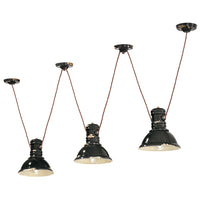 Lampadario Industrial Ferro E Ceramica Vintage Nero 3 Luci E27