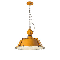Lampadario Industrial Ferro E Ceramica Vintage Giallo 1 Luce E27 52Cm