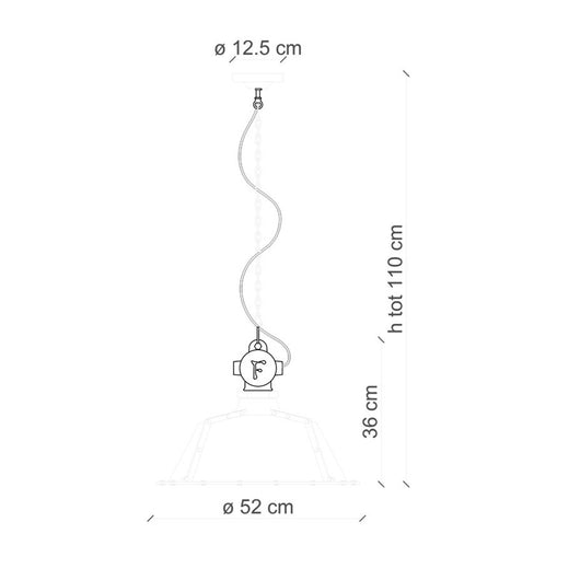 Lampadario Industrial Ferro E Ceramica Vintage Verde 1 Luce E27 52Cm