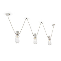 Lampadario Industrial Minimal Urban Ferro E Ceramica Vintage Bianco 3 Luci E27