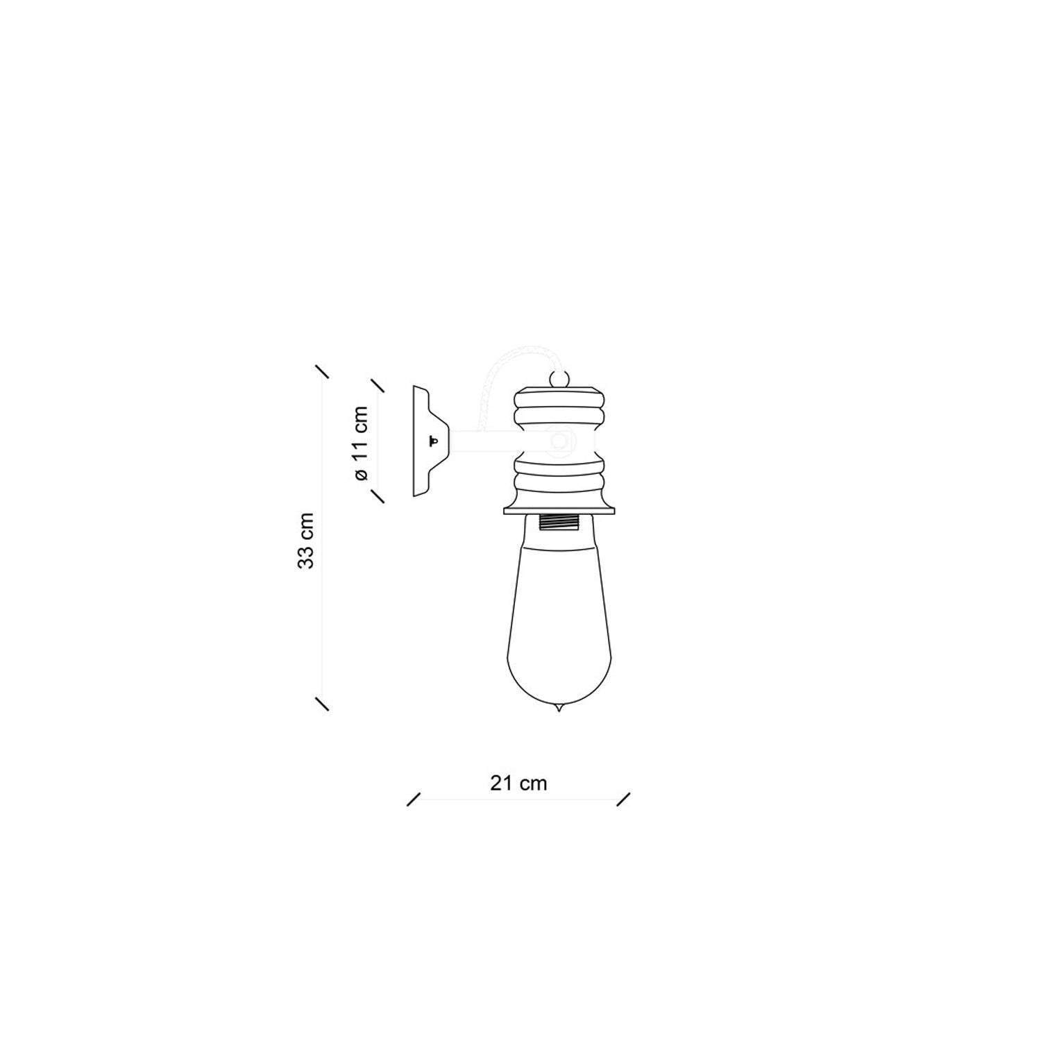 Applique Industrial Minimal Urban Ferro Ceramica Vintage Nero 1 Luce E27