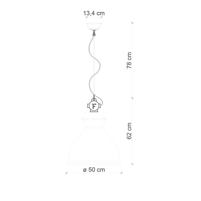 Lampadario Industrial Ferro E Ceramica Vintage Azzurro 1 Luce E27 50Cm