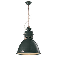 Lampadario Industrial Ferro E Ceramica Vintage Nero 1 Luce E27 50Cm
