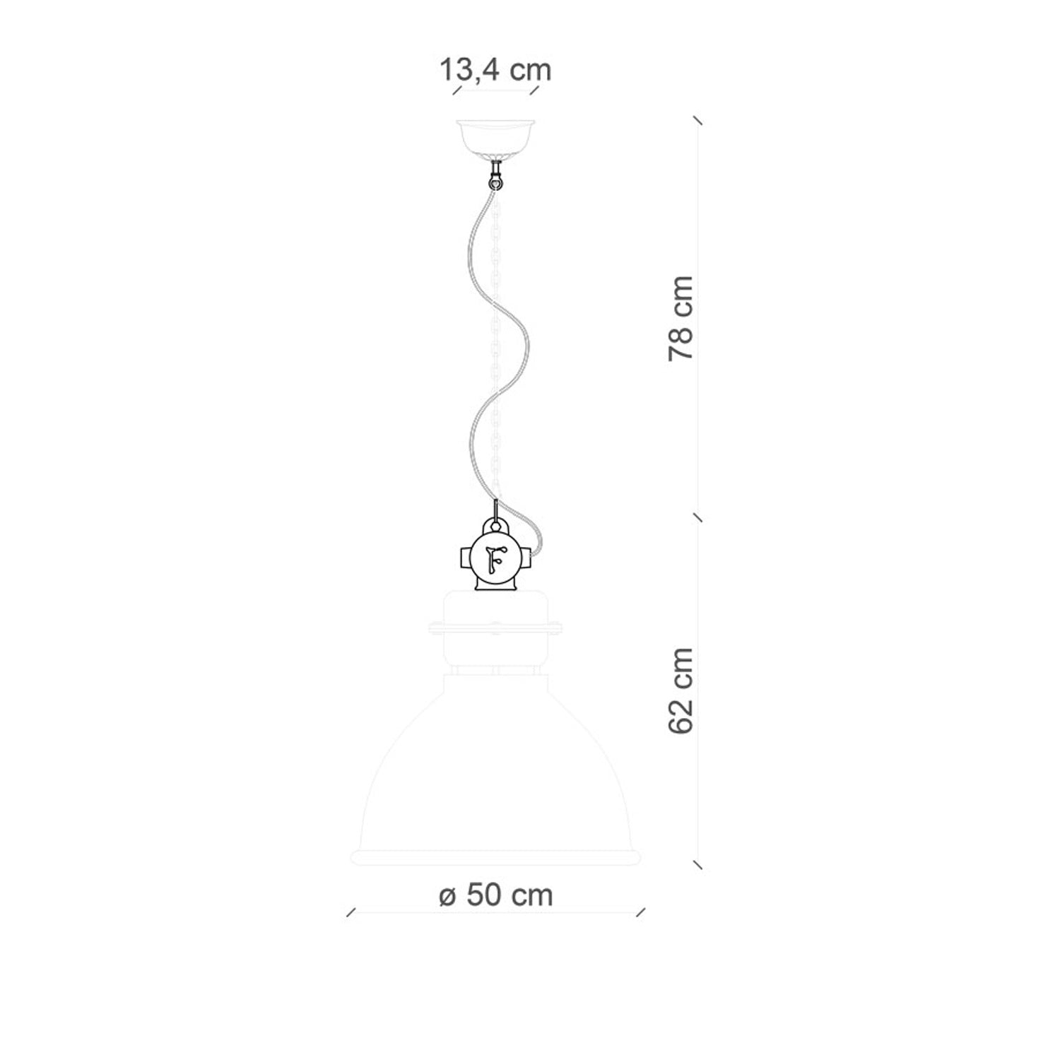 Lampadario Industrial Ferro E Ceramica Vintage Nero 1 Luce E27 50Cm