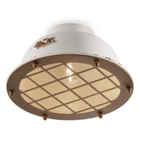 Plafoniera Industrial Ferro E Ceramica Vintage Bianco 1 Luce E27