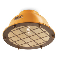 Plafoniera Industrial Ferro E Ceramica Vintage Giallo 1 Luce E27
