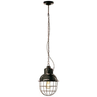 Lampadario Industrial Ferro E Ceramica Con Rete Vintage Nero 1 Luce E27 26Cm