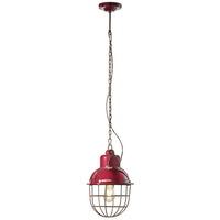 Lampadario Industrial Ferro E Ceramica Con Rete Vintage Bordeaux 1 Luce E27 26Cm