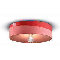 Plafoniera Grande Vintage Decò Pi Ceramica Rosso Corallo 1 Luce E27