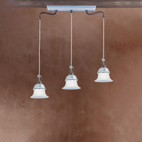 Lampadario Lin. Classico Ferrara Metallo E Ceramica Nero Sfumato Rame 3 Luci E14