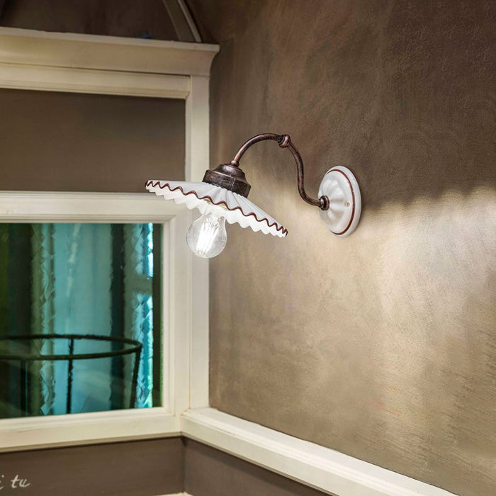 Applique Classica L'Aquila Metallo Ceramica Nero Sfumato Rame 1 Luce E27