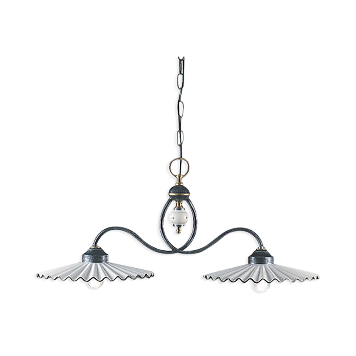 Lampadario Classico L'Aquila Metallo Ceramica Nero Sfumato Rame 31Cm 2 Luci E27