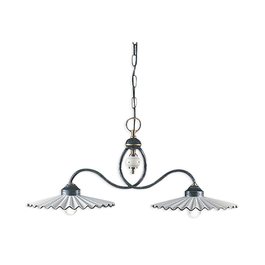 Lampadario Classico L'Aquila Metallo Ceramica Nero Sfumato Rame 31Cm 2 Luci E27
