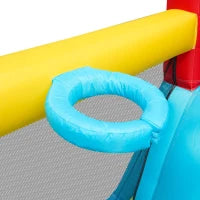 Castello gonfiabile multiuso con scivolo d'acqua, trampolino, canestro da basket e pistola ad acqua, 460x343x190 cm, Arancione