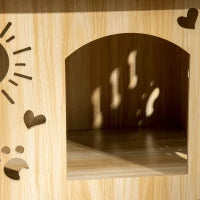 Cuccia per Cani da Interno con Struttura in Legno e Aperture a Forma di Zampa, Cuore e Ossa, Rovere