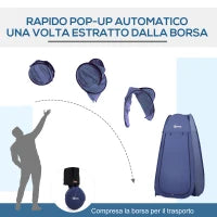 Tenda da Doccia Pop Up Impermeabile in Poliestere e Plastica, 100x100x185 cm, Blu Navy