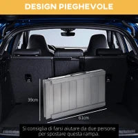 Rampa per Sedia a Rotelle Pieghevole in Alluminio con Bordi Esterni, 61x74x5 cm, Argento