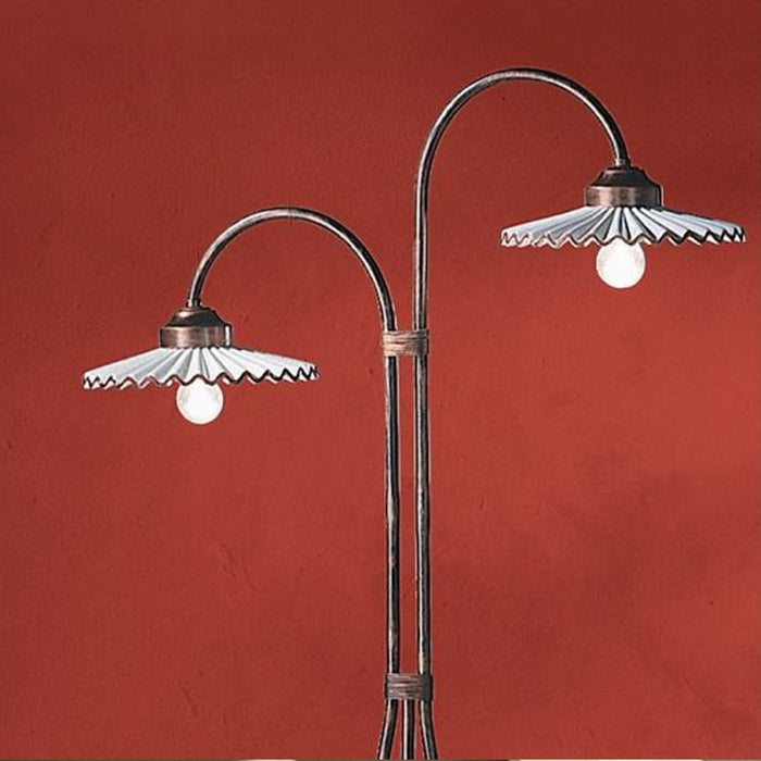 Piantana Classica L'Aquila Metallo E Ceramica Nero Sfumato Rame 2 Luci E27