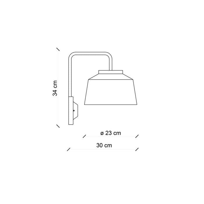 Applique Vintage 50'S Ferro E Ceramica Smaltata Nero 1 Luce E27