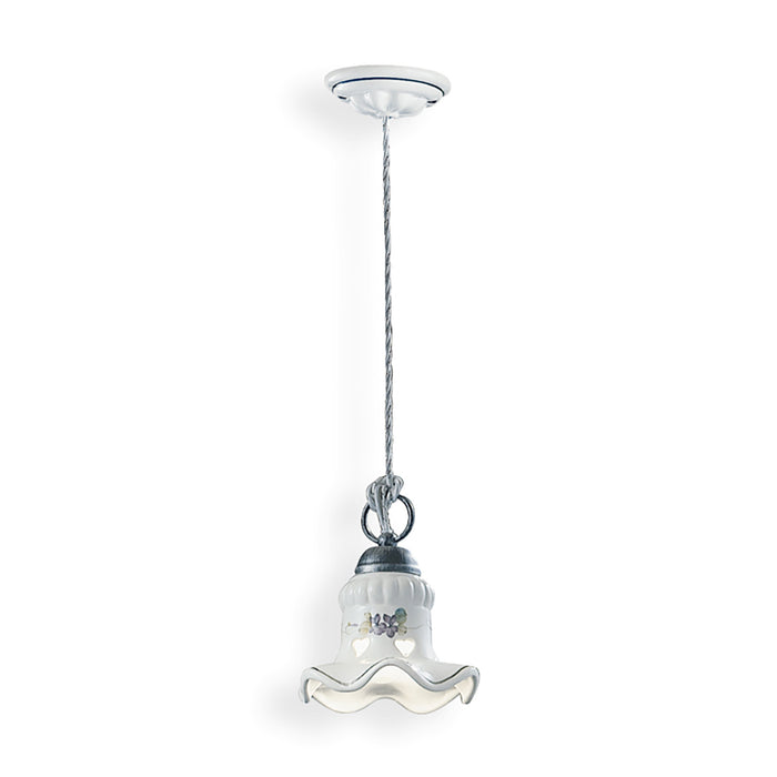 Lampadario Classico Chieti Metallo E Ceramica Nero Sfumato Argento 1 Luce E14