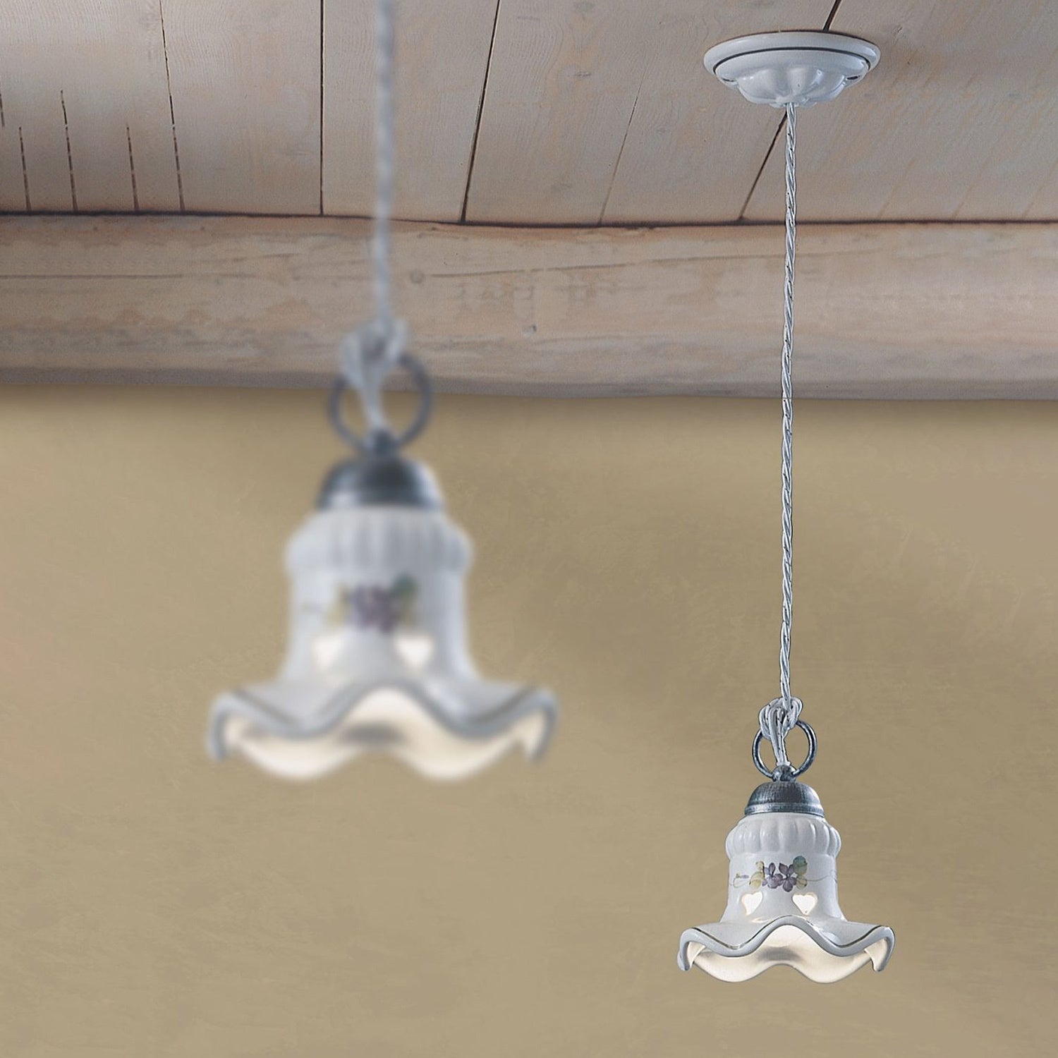 Lampadario Classico Chieti Metallo E Ceramica Nero Sfumato Argento 1 Luce E14