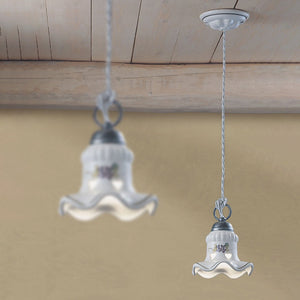 Lampadario Classico Chieti Metallo E Ceramica Nero Sfumato Argento 1 Luce E14