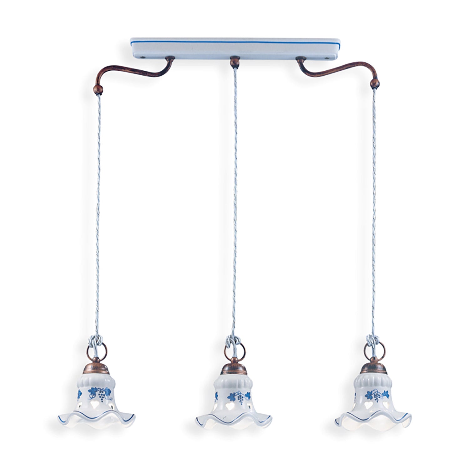 Lampadario Classico Chieti Metallo E Ceramica Nero Sfumato Argento 3 Luci E14