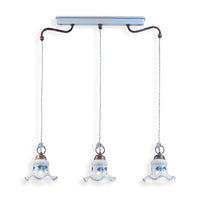 Lampadario Classico Chieti Metallo E Ceramica Nero Sfumato Argento 3 Luci E14