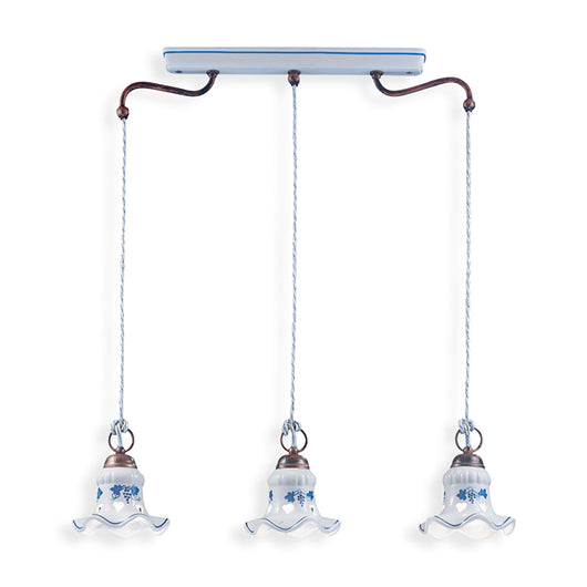 Lampadario Classico Chieti Metallo E Ceramica Nero Sfumato Argento 3 Luci E14