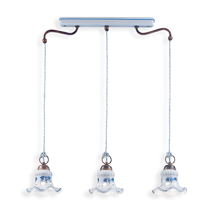 Lampadario Classico Chieti Metallo E Ceramica Nero Sfumato Argento 3 Luci E14