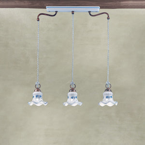 Lampadario Classico Chieti Metallo E Ceramica Nero Sfumato Argento 3 Luci E14