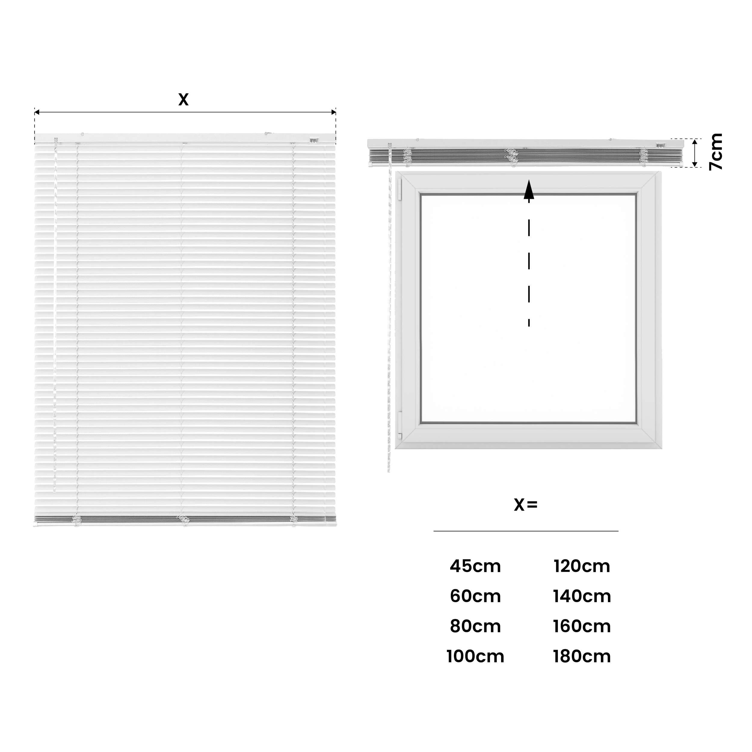 Tende Veneziane in Alluminio con Corda Bianca 45x130