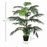 Palma in Plastica Decorativa con 20 Foglie, Pianta Finta con Vaso per Interno ed Esterno Alta 140cm