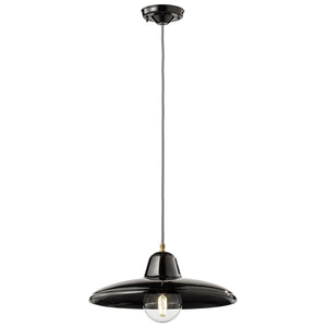 Lampadario Industrial Minimal Nordico B&W Metallo Smaltato Nero 1 Luce E27