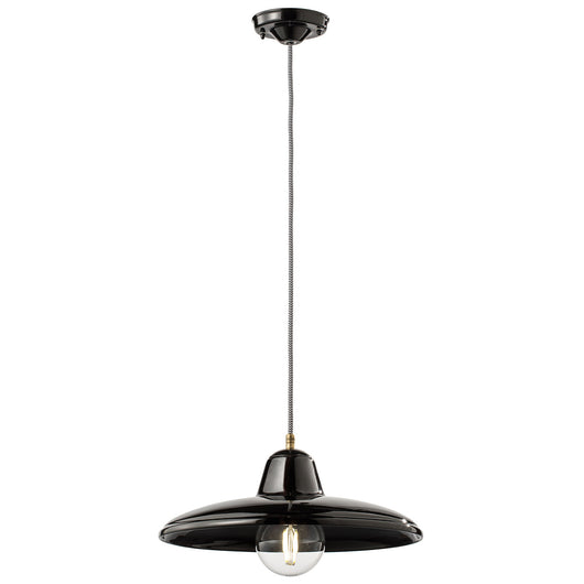 Lampadario Industrial Minimal Nordico B&W Metallo Smaltato Nero 1 Luce E27