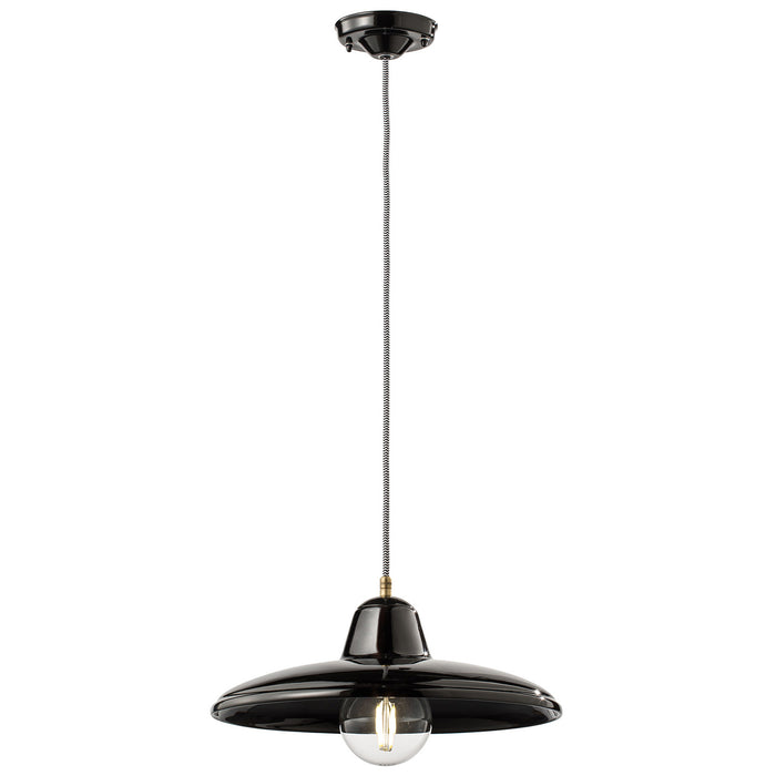 Lampadario Industrial Minimal Nordico B&W Metallo Smaltato Nero 1 Luce E27