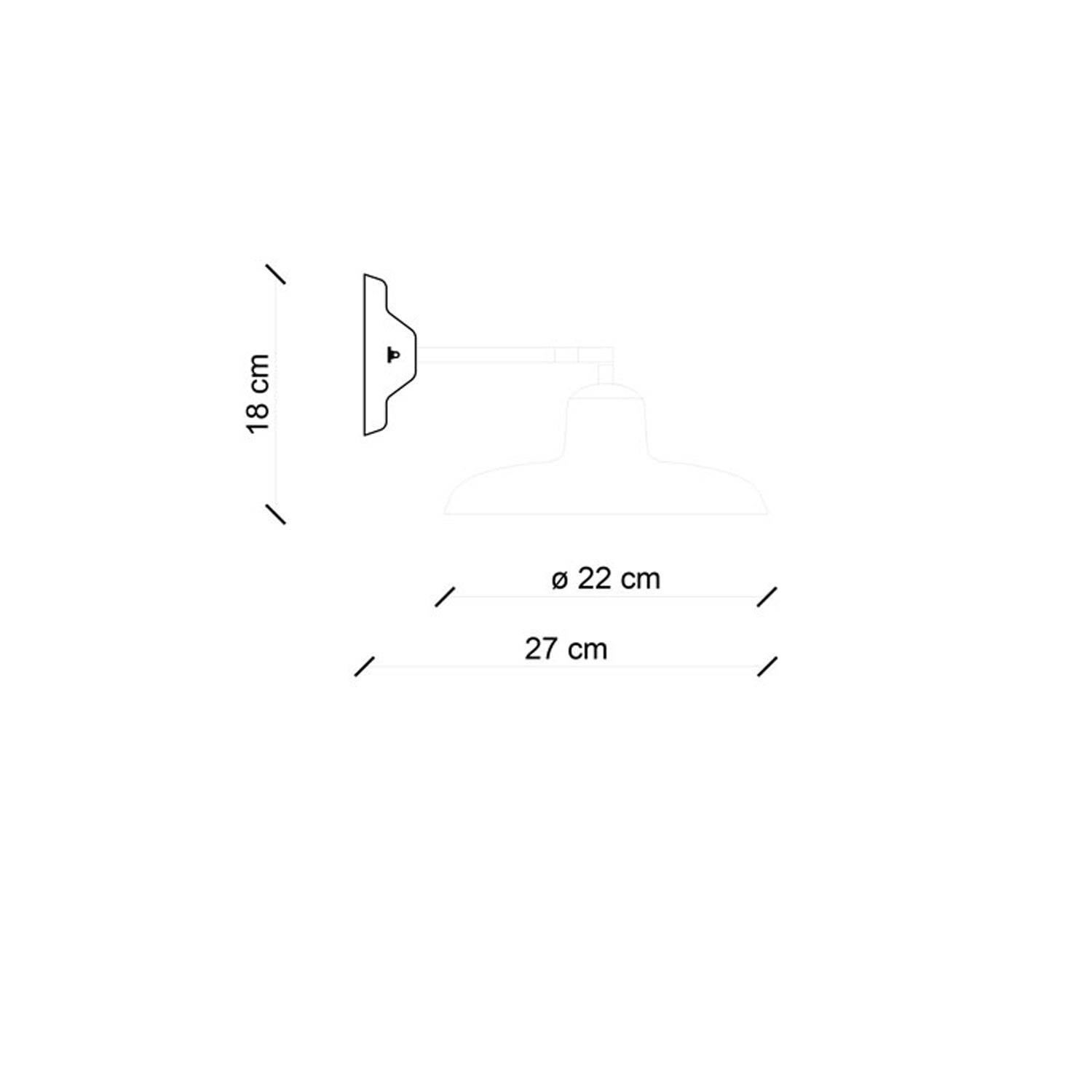 Applique Industrial Minimal Nordico B&W Metallo Smaltato Nero 1 Luce E14