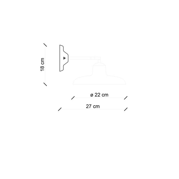 Applique Industrial Minimal Nordico B&W Metallo Smaltato Nero 1 Luce E14