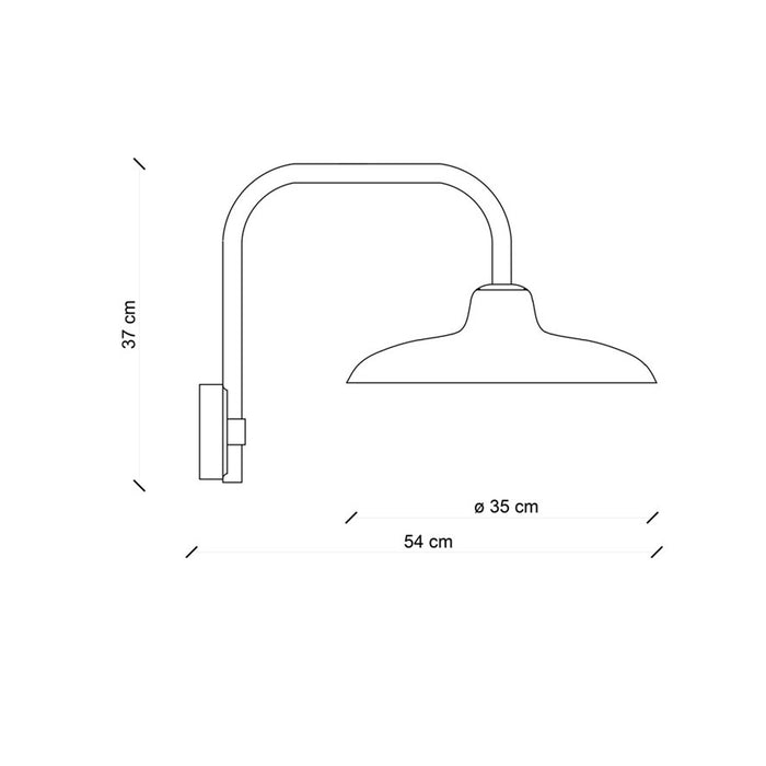 Applique Industrial Minimal Nordico B&W Metallo Smaltato Nero 1 Luce E27