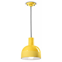 Lampadario Vintage Decò Caxixi Ceramica Giallo Limone 1 Luce E27