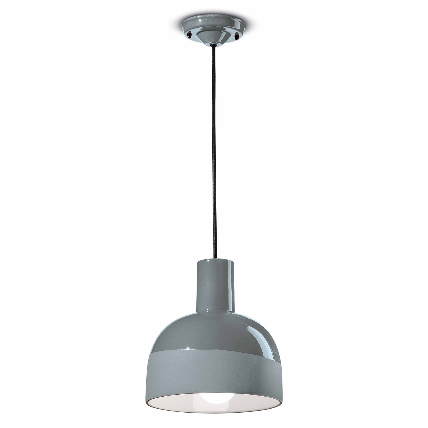Lampadario Vintage Decò Caxixi Ceramica Grigio Castello 1 Luce E27