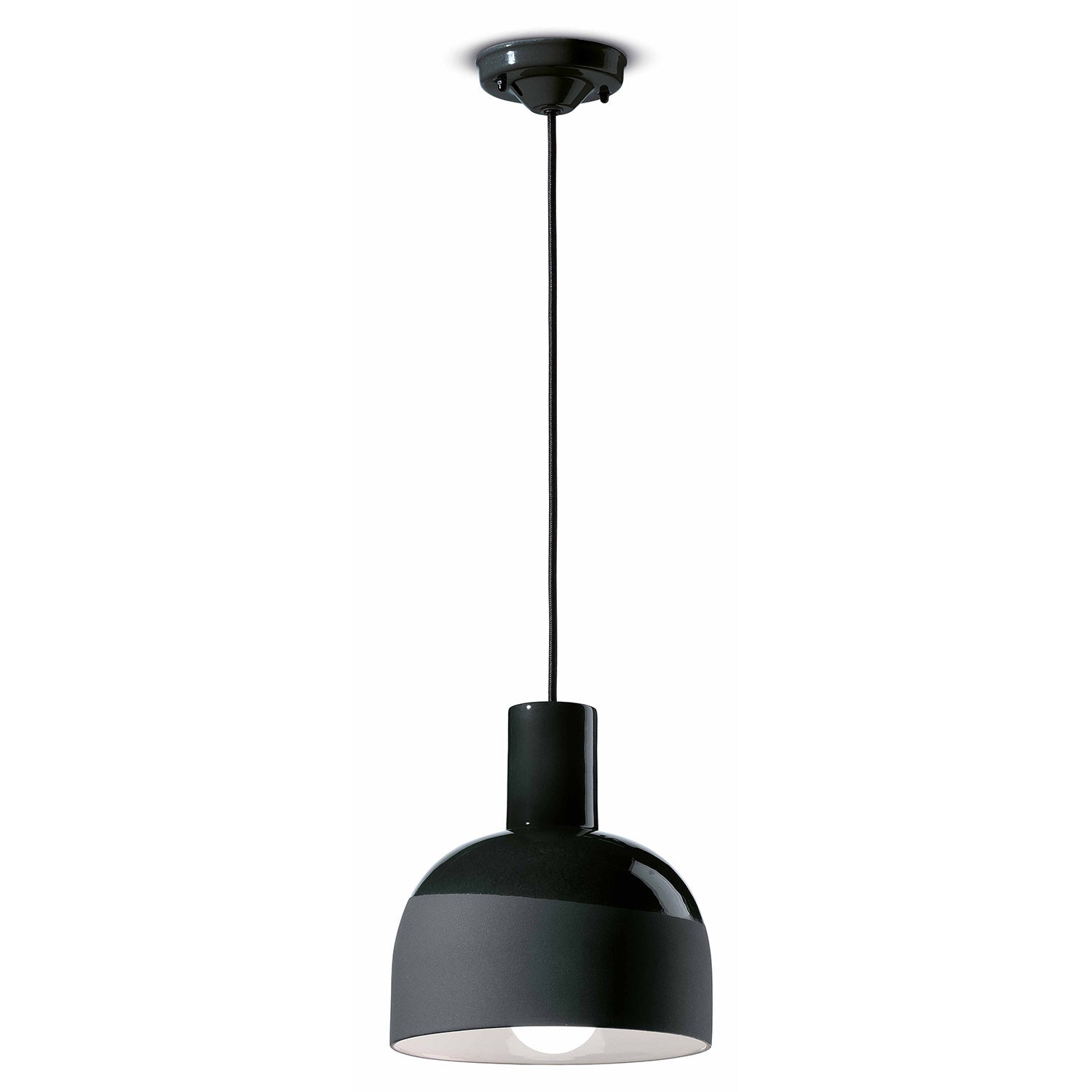 Lampadario Vintage Decò Caxixi Ceramica Nero Carbone 1 Luce E27