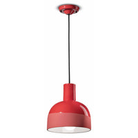 Lampadario Vintage Decò Caxixi Ceramica Rosso Corallo 1 Luce E27