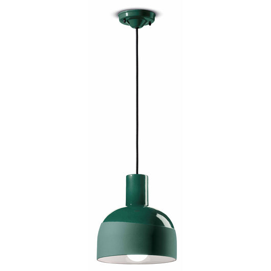 Lampadario Vintage Decò Caxixi Ceramica Verde Bottiglia 1 Luce E27