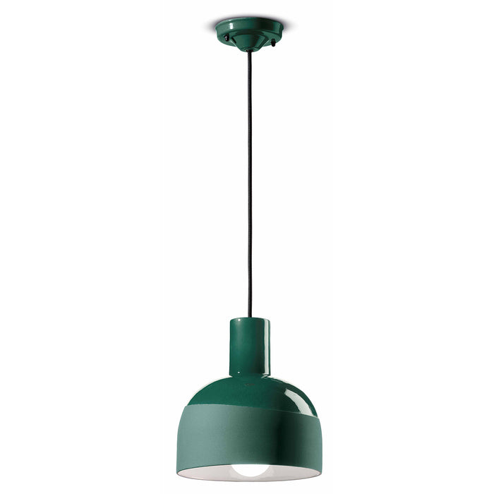 Lampadario Vintage Decò Caxixi Ceramica Verde Bottiglia 1 Luce E27