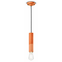 Sospensione Piccola Vintage Decò Pi Ceramica Arancio Pesca 1 Luce E27