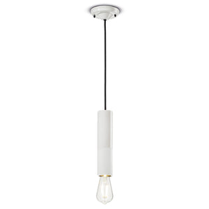Sospensione Piccola Vintage Decò Pi Ceramica Bianco Grezzo 1 Luce E27