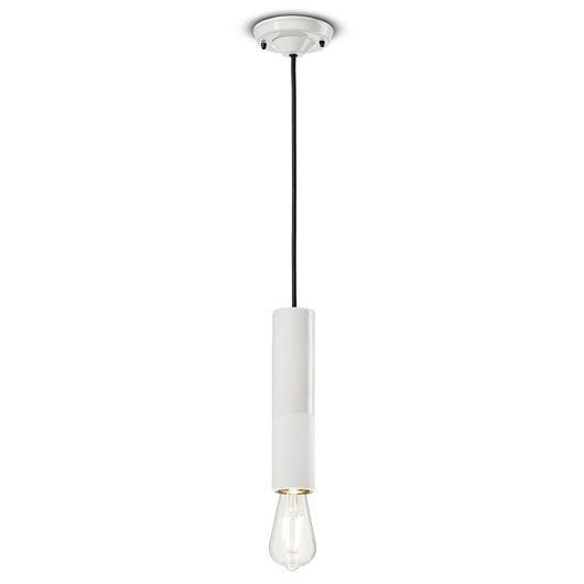 Sospensione Piccola Vintage Decò Pi Ceramica Bianco Grezzo 1 Luce E27